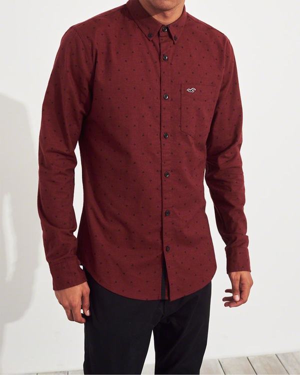 Camicie Hollister Uomo Stretch Oxford Muscle Fit Bordeaux Italia (904SHLVN)